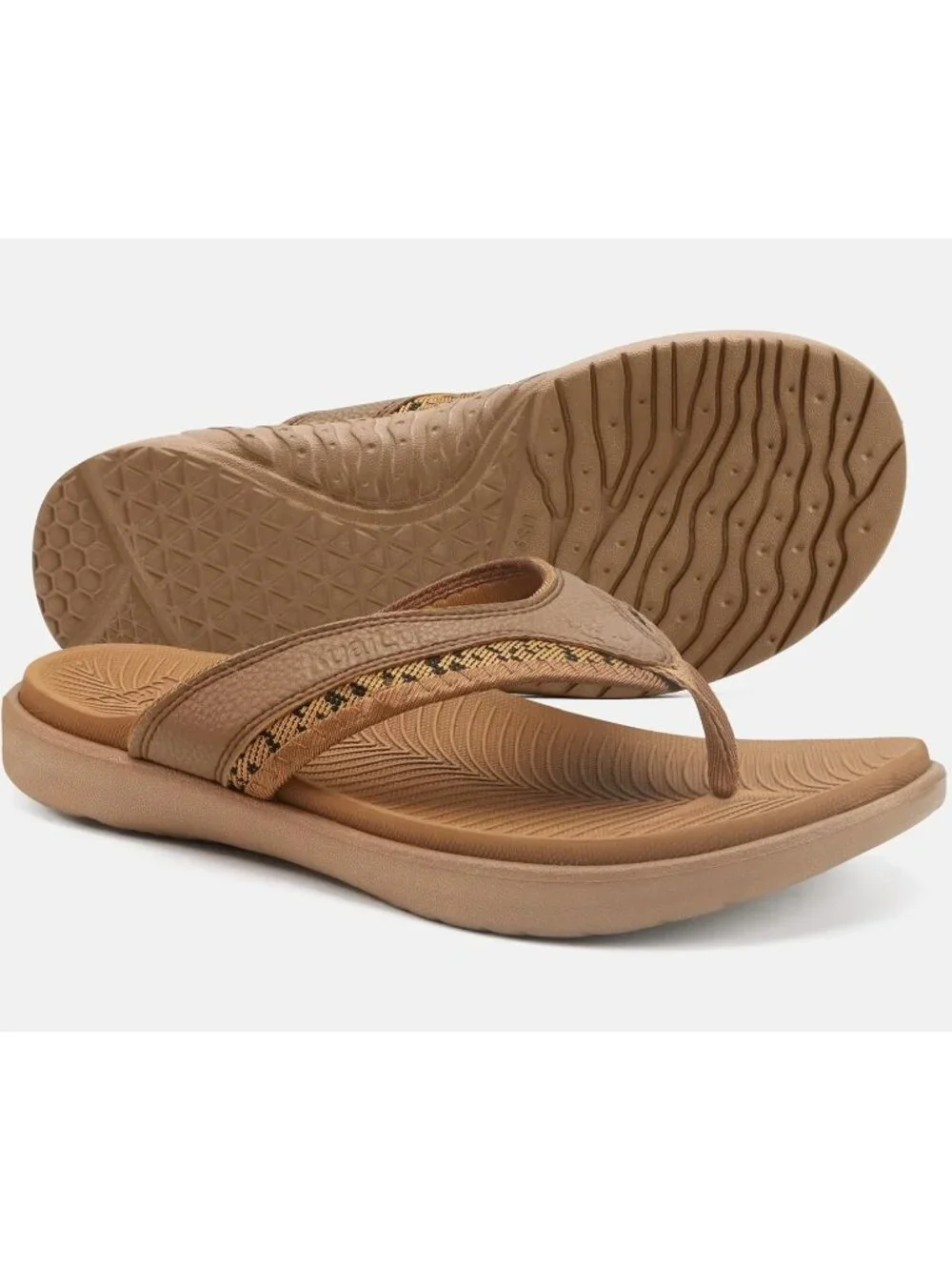 Men's Brown Sport Flip Flops Comfort Orthotic Thong Sandals Arch Support
